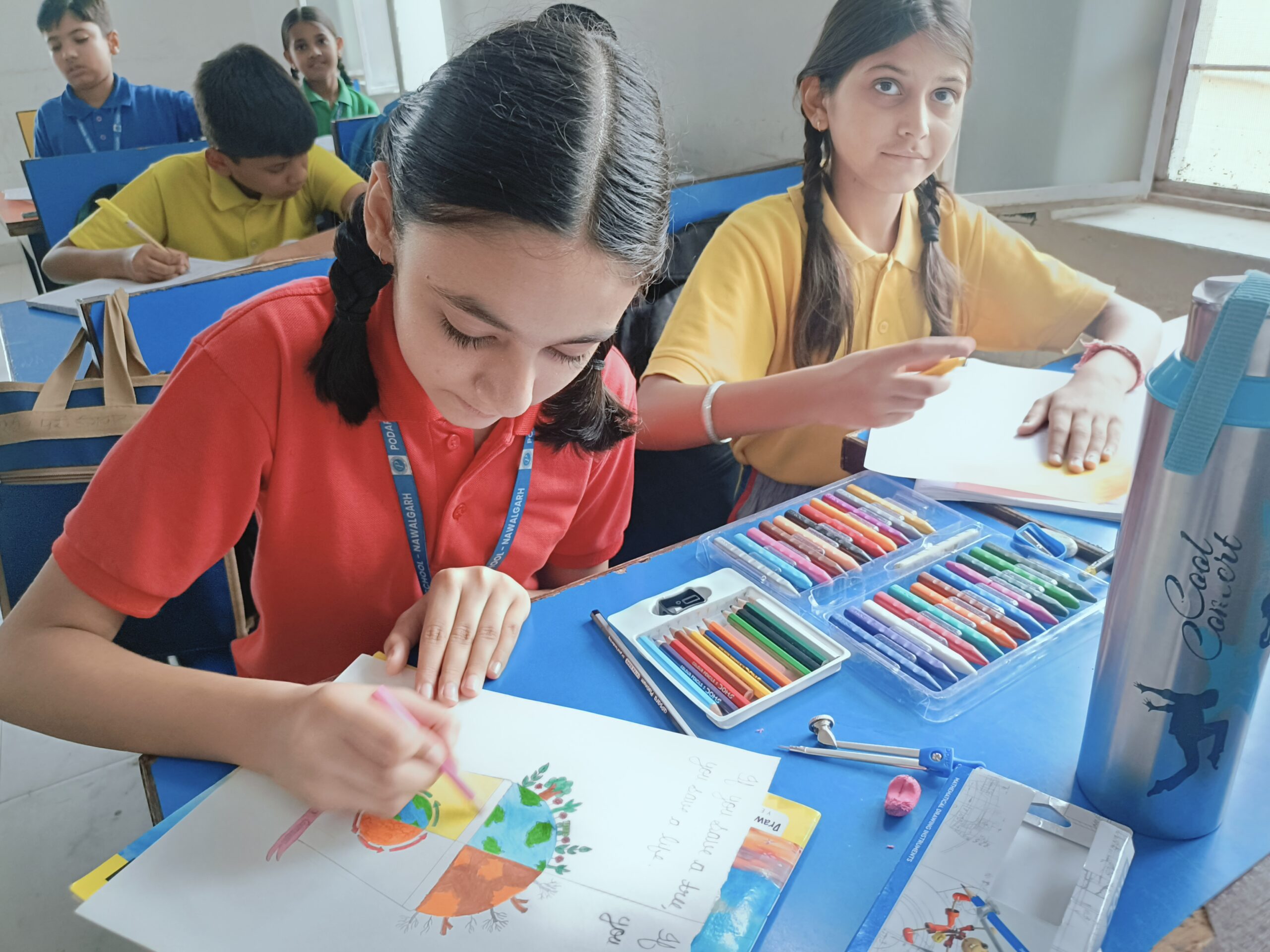 Students engaged in art and craft